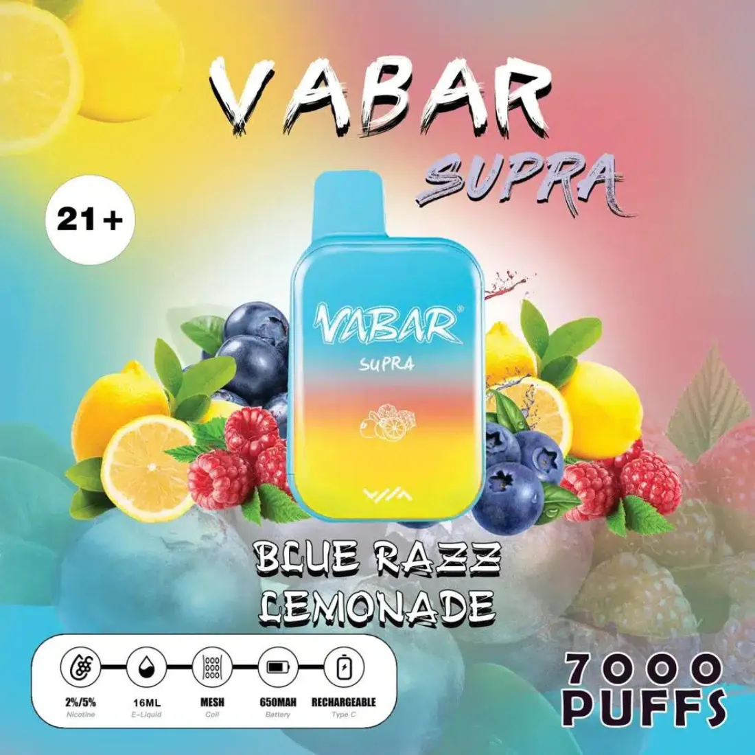 Vabar Supra 7000 sharjah Blue Razz Lemonade