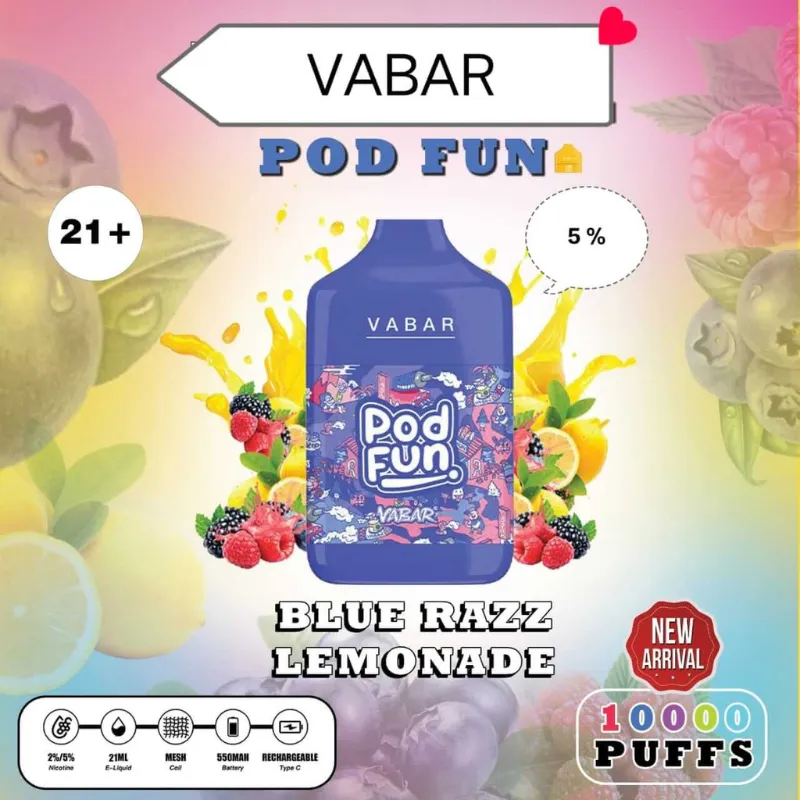 Blue razz Lemonade Vabar Pod Fun Disposable dubai 10000