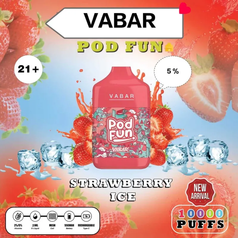 Strawberry Ice Vabar Pod Fun Disposable dubai 10000