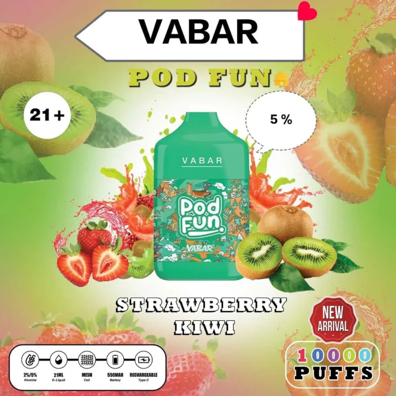 Vabar Pod Fun Disposable dubai 10000 sharjah strawberry kiwi