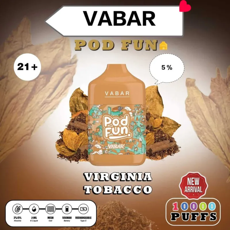 Virginia tobacco Vabar Pod Fun Disposable dubai 10000