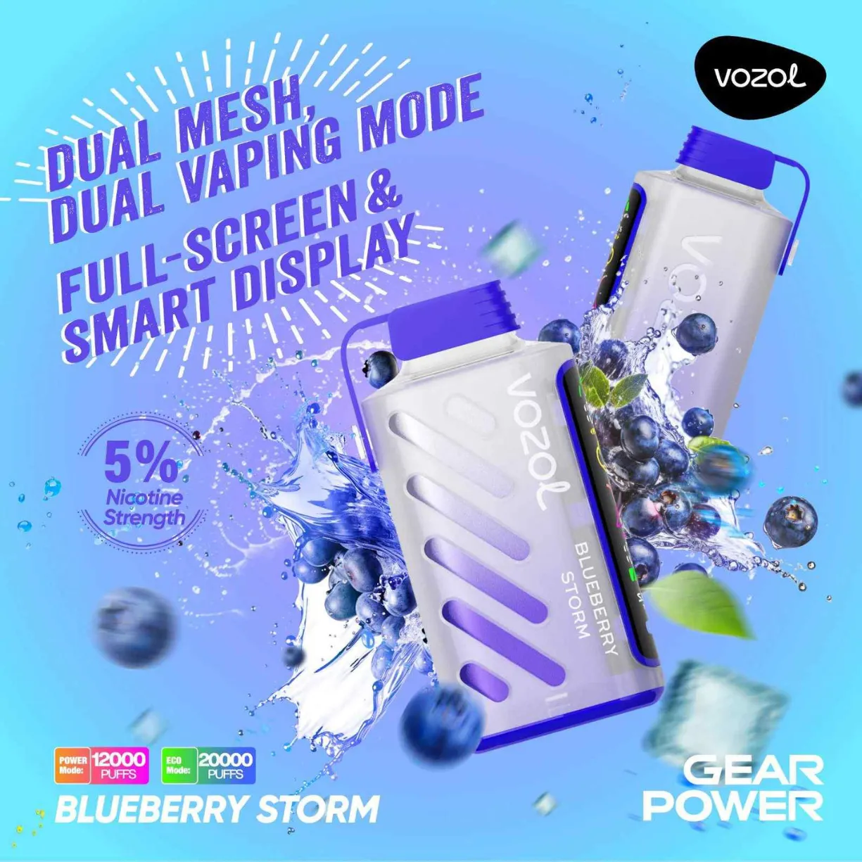 vozol gear power 20k blueberry storm