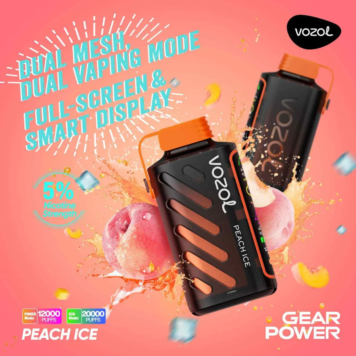 vozol gear power 20k sharjah peach ice